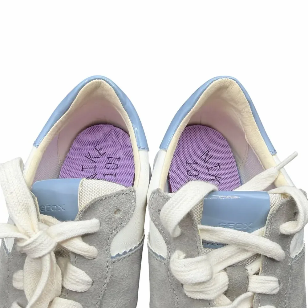 Geox D Spherica VSeries Sneakers White Grey Silver US 10 glitter heel